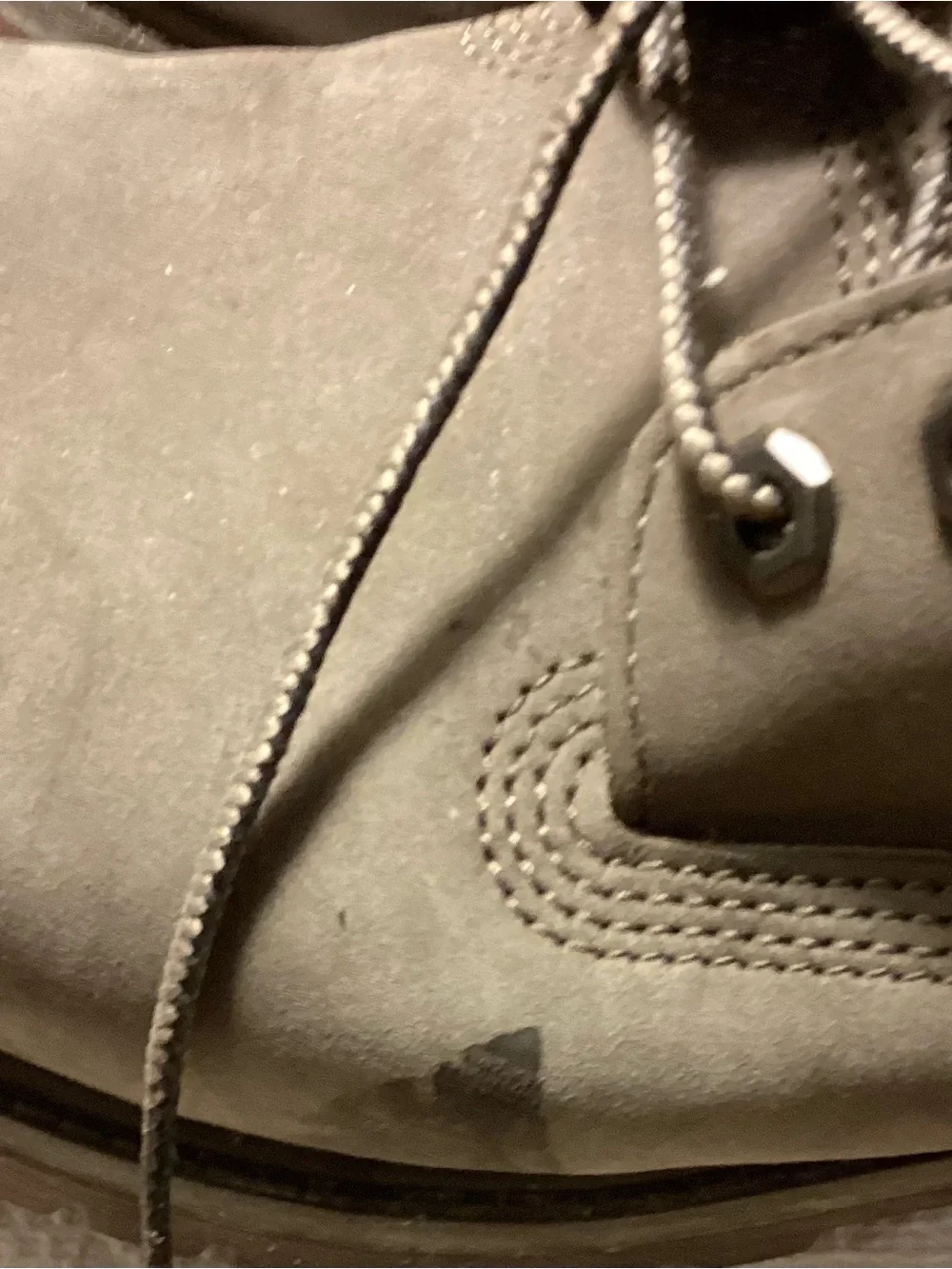 Timberland boots Grey size 9.5 shows marks wear tear bottoms barely used